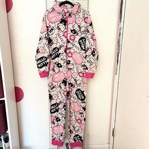 Hello Kitty Full Body Zip Up Hooded Onesie Pajamas